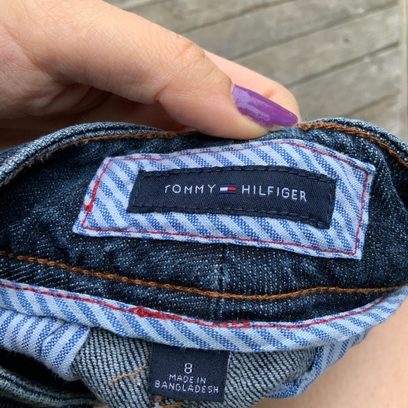 TOMMY HILFIGER Denim Knee Length Dark Wash Straight Skirt Regular Size Large - Picture 5 of 10